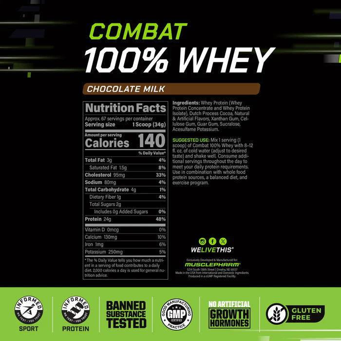 Combat 100% Whey Protein - 5lbs (2.27kg) - 70 Servings