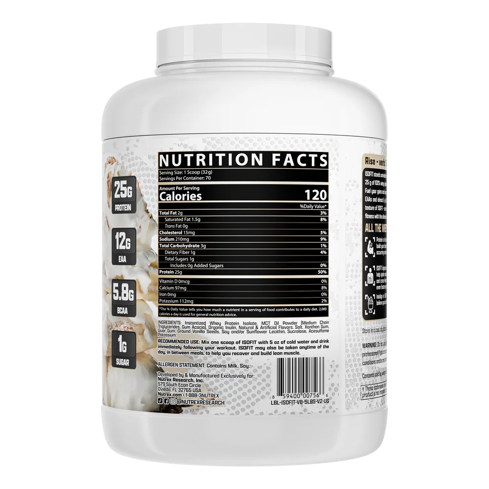 IsoFit Whey Isolate Protein - 5lbs (2.27kg) - 70 Servings